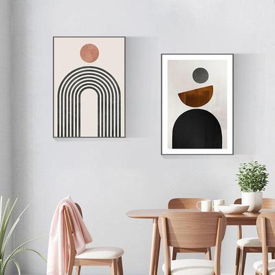 现代简约餐厅挂画北欧风格抽象几何图形黑白灰客厅背景墙装饰画
