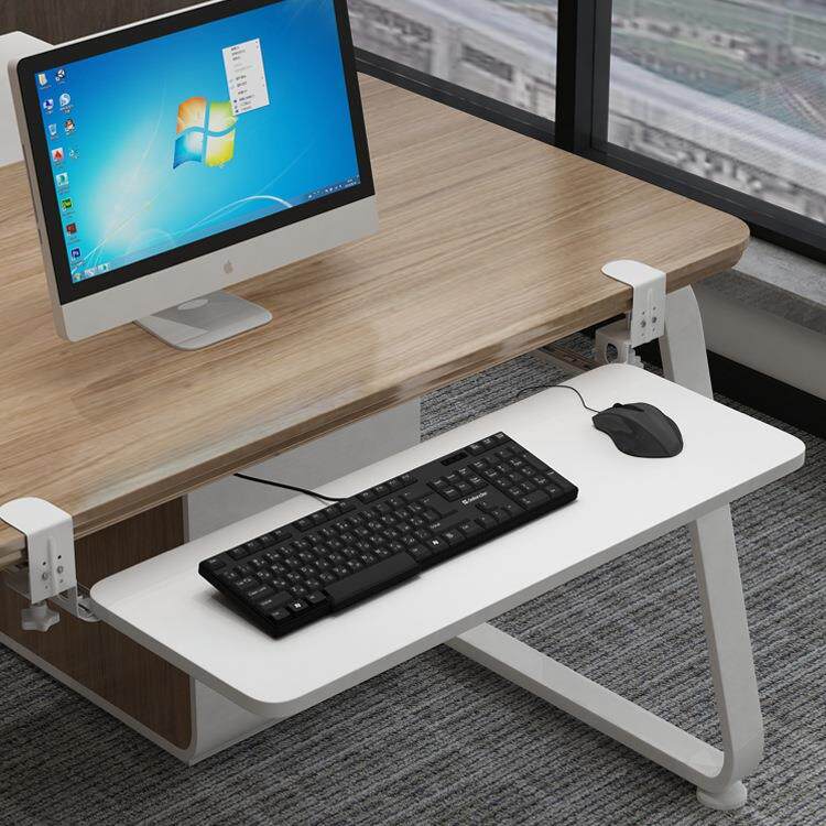 键盘架免打孔键盘托架免安装桌面夹桌电脑伸缩滑轨抽屉收纳架子无