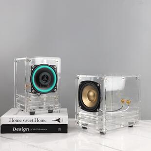 现代简约透明全音频亚克力音响电脑音箱摆件客厅卧室书房家居饰品