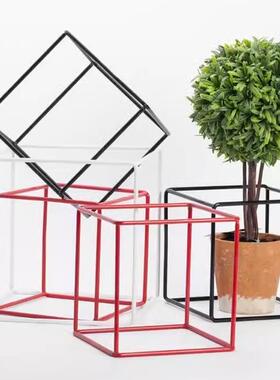 家居几何框架摆件创意铁艺正方形方形体摆件方体框架家居软装配饰