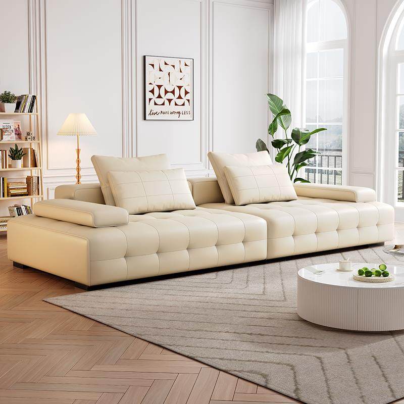 奶油风劳伦斯直排真皮沙发别墅大平层意式极简客厅设计师皮艺沙发,住宅家具,皮艺沙发,淘宝优惠券,粉丝福利购,淘宝优惠卷