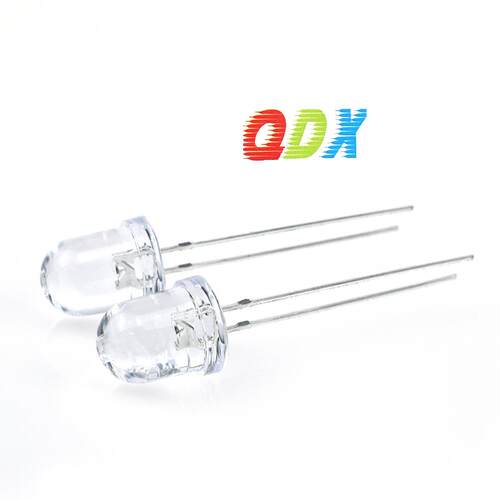 8mm透明白灯f8白发红暖白黄蓝翠绿UV395nm插件led灯珠发光二极管