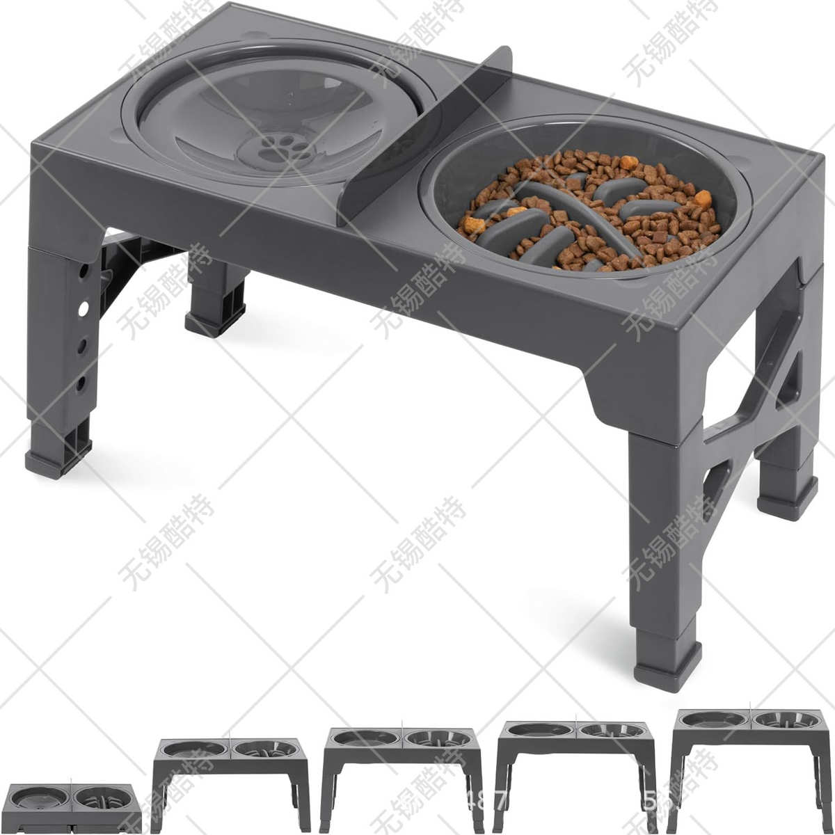 宠物升降狗狗碗缓食折叠盆慢食防噎加高饭碗双碗高架碗舔食碗