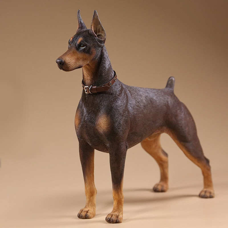 MRZ仿真1/6杜宾犬模型办公室桌面装饰品狗狗摆设家居摆件动物周边