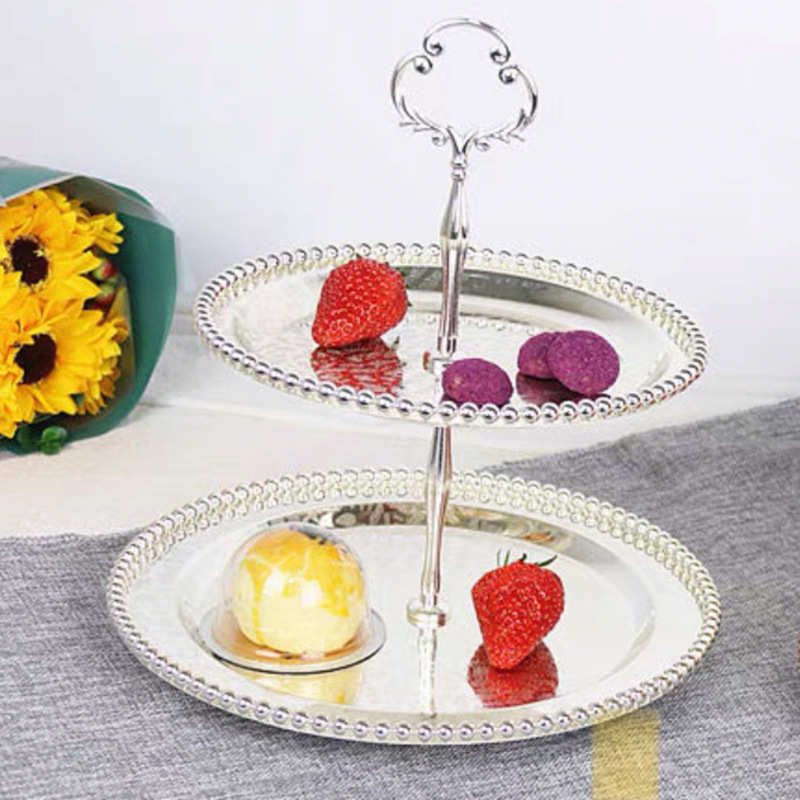 宫廷风金属两层点心架下午茶糕点托盘婚庆客厅展会活动甜品台摆件