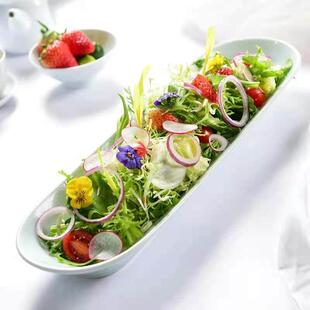 酒店烤肉大拌菜长条形沙拉蔬冷拼创意长方意境盘子子凉菜专用餐具