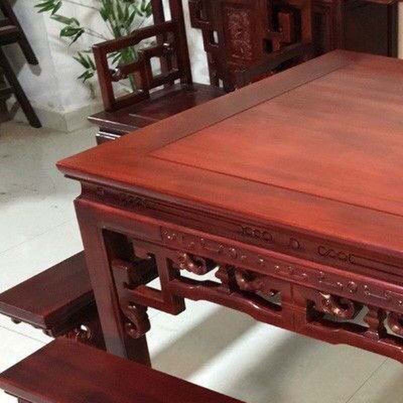 徽派八仙桌红木实木正方形彷古中式花梨餐桌凳子家用多功能小户型