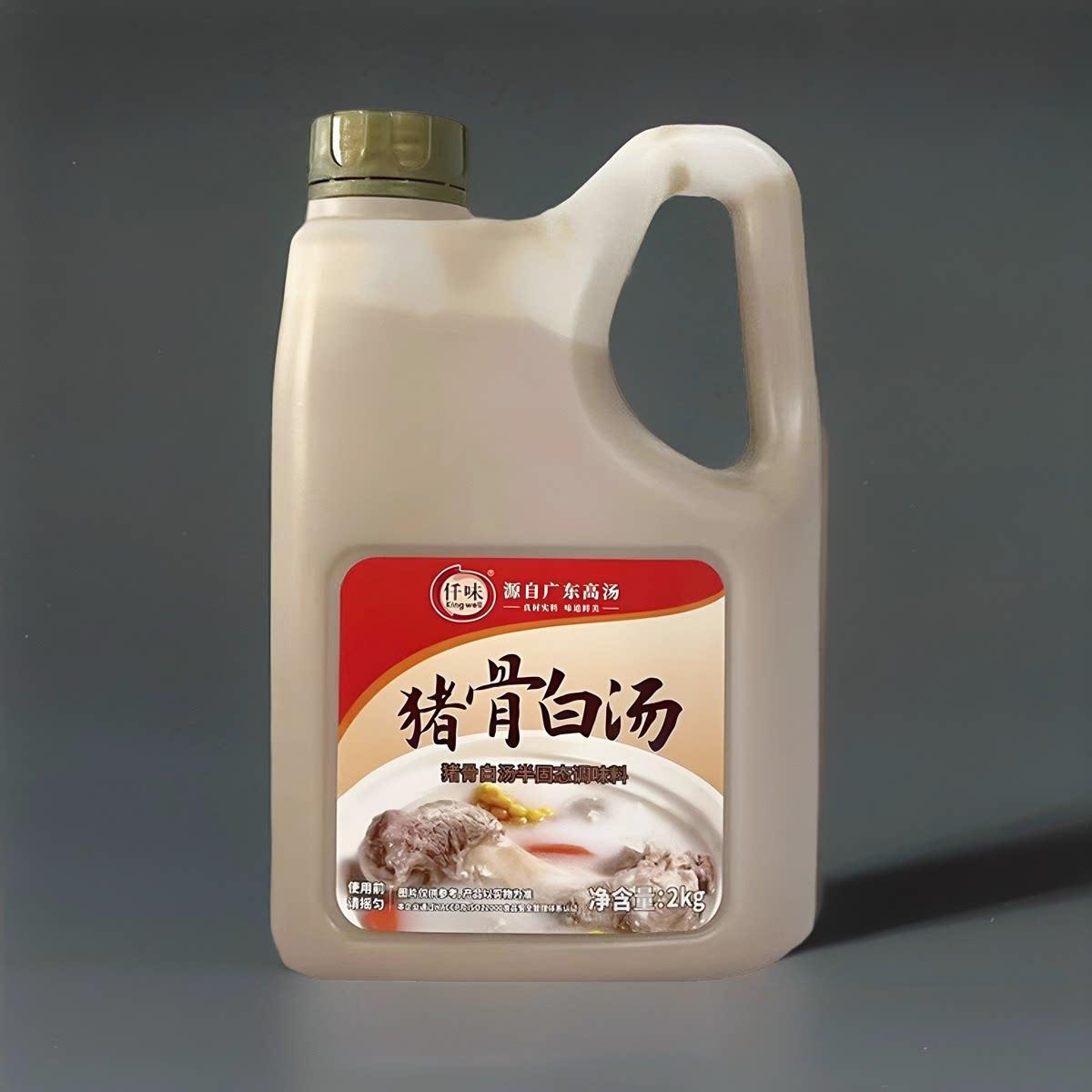 仟味猪骨白汤2kg/瓶大骨浓汤宝猪骨高汤火锅汤底关东煮汤鲜香汤料