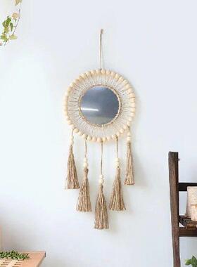 Hand-woven Tapestries Tassel Round Mirror Living Room Room