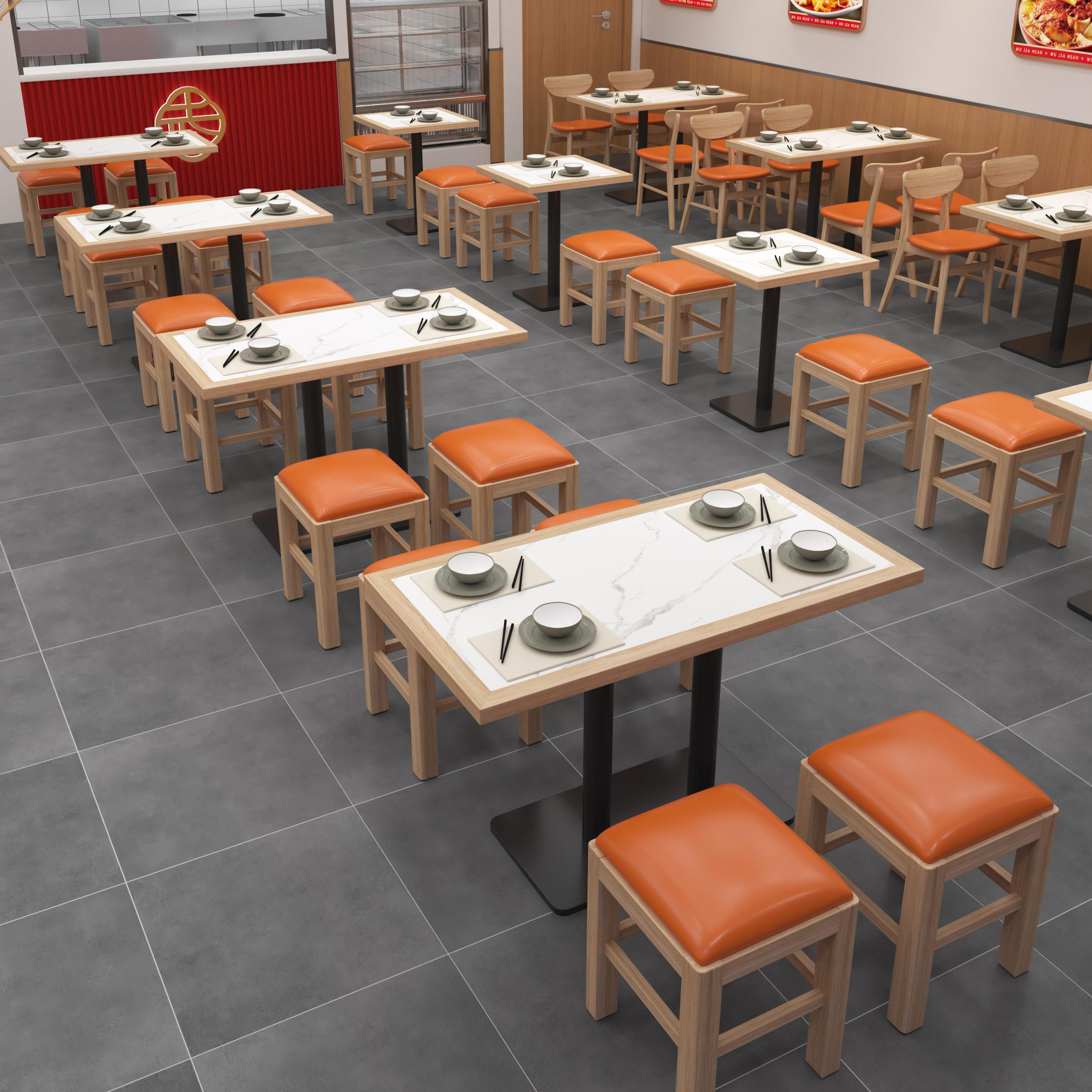 商用岩板餐桌快餐小吃店粉面馆饭店餐饮麻辣烫奶茶咖啡厅桌椅组合