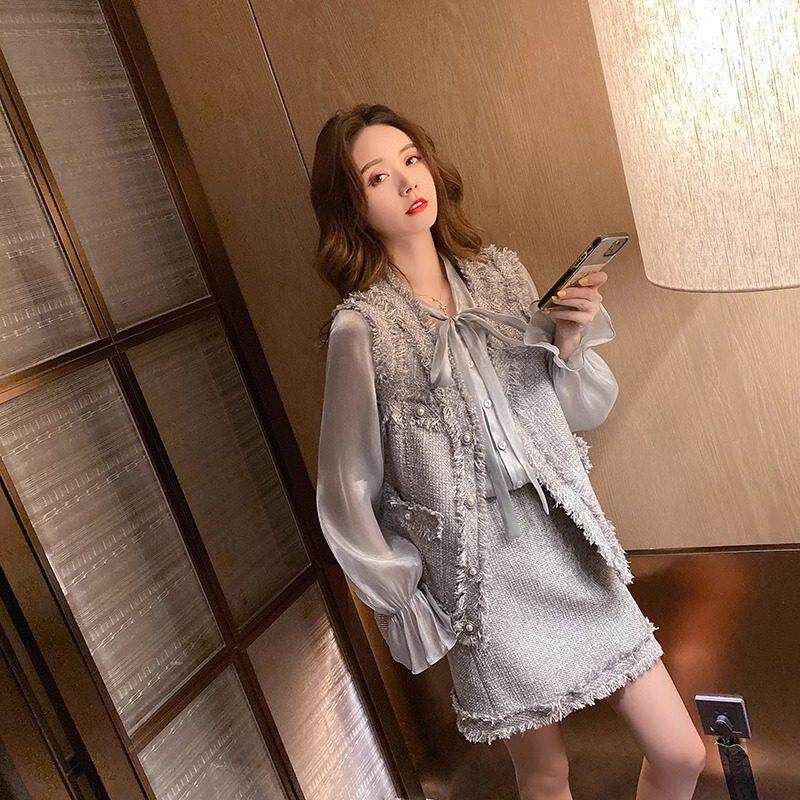 欧洲站秋装女款2025年新款职业气质高级感套装衬衫马甲裙子三件套