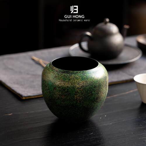 归鸿高档茶洗老铁彩漆建水中式茶渣桶水缸泡茶配件功夫茶具