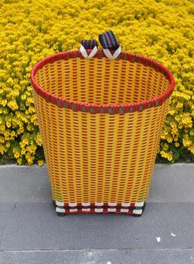 竹篓双肩塑料手工藤编织品儿童可携式买菜采摘水果茶背篼竹编四川