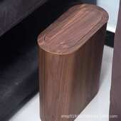 北欧夹缝木质垃圾桶带盖家用客厅卧室厨房卫生间纸篓