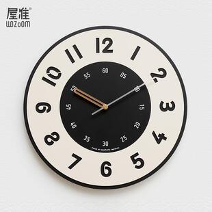 WOZOOM屋准免打孔北欧轻奢挂钟客厅墙面装饰品2025新款网红钟表