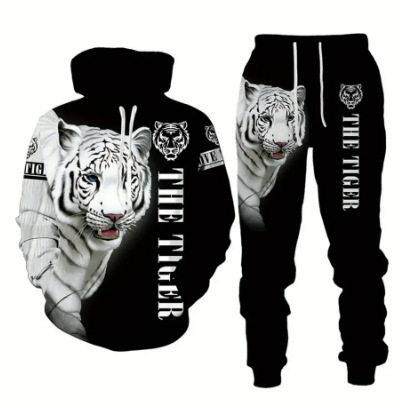 Hoodie Casual Fashion Print Spring Autumn Mens 2-Piece Set,
