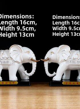 红色陶瓷吸水象饰品、工艺饰品一对、小瓷招财、客厅招财、别墅