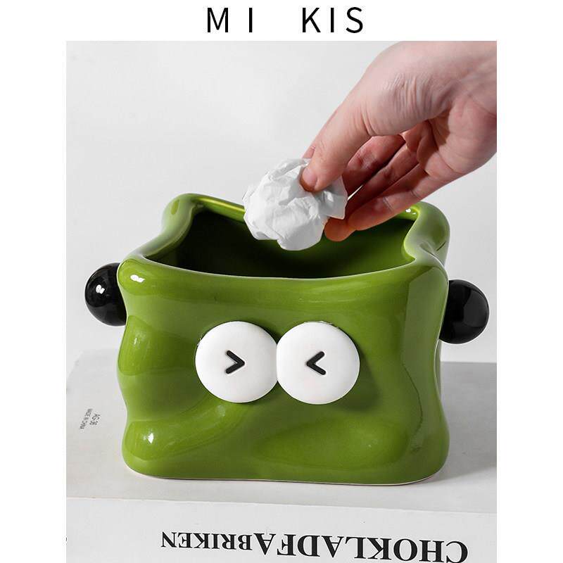 卡通球球可爱桌面垃圾桶客厅茶几陶瓷家用餐桌桌上创意收纳桶台面
