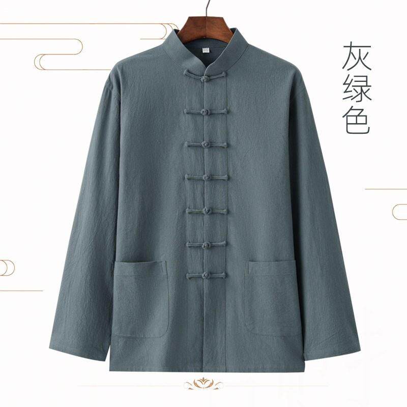 高档夏季棉麻中装国风袖唐男女新中式汉服衬衫覆古盘扣士服居太短