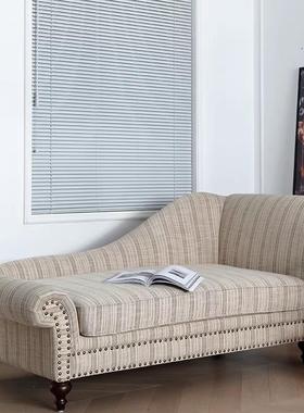 美式轻奢客贵纹妃椅法式复古厅条棉麻布艺休尾闲贵妃CGG榻简约床