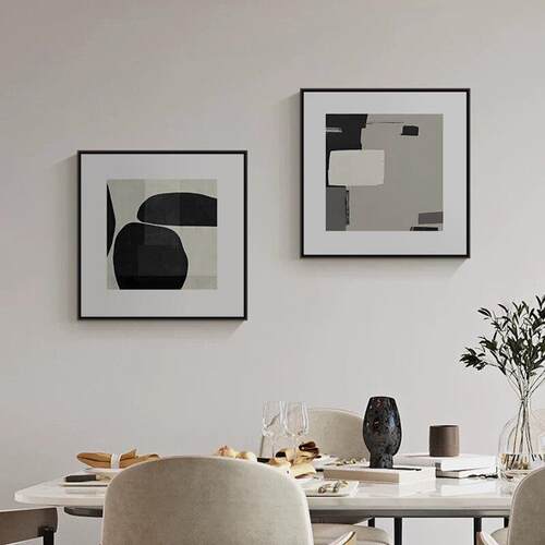 黑白灰抽象装饰画客厅餐厅极简艺术壁画高级感现代简约卧室挂画