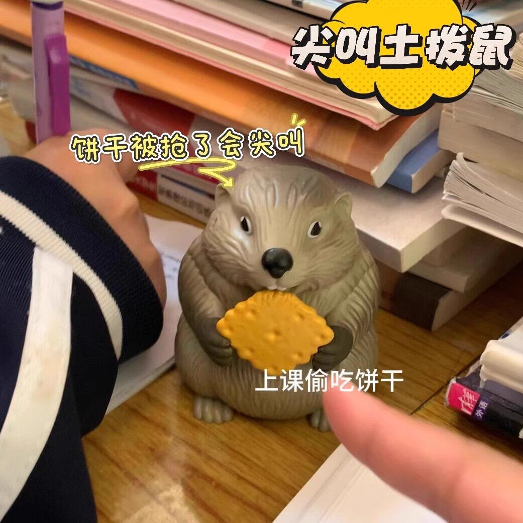 尖叫土拨鼠抽象水獭桌面可爱摆件抢饼干创意发声玩具整蛊恶搞朋友