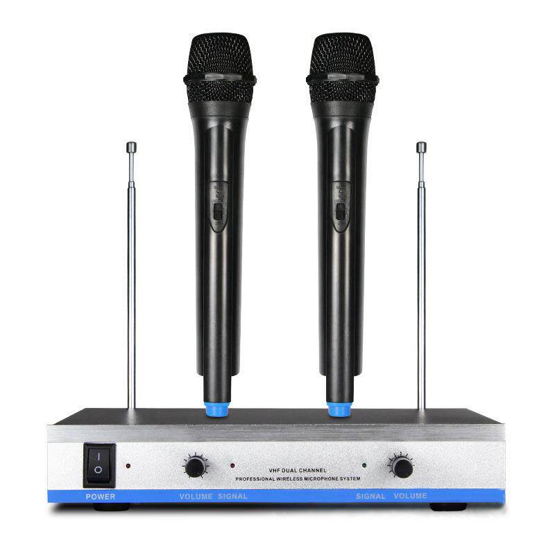 无线一拖二动圈麦克风双手持家用会议KTV舞台演出电脑直播K歌话筒