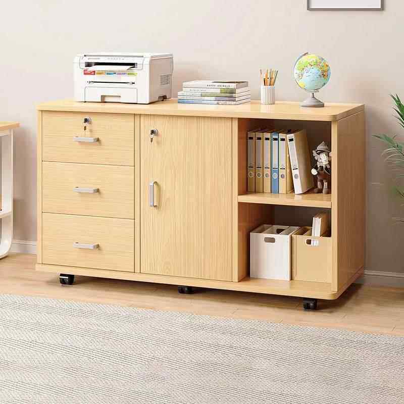 办公室文件柜带锁储物柜资料收纳柜子桌下侧边柜矮柜打印机置物柜