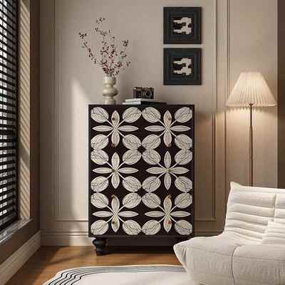 法式复古实木五斗柜客厅沙发边收纳置物柜房间卧室床头储物柜家用