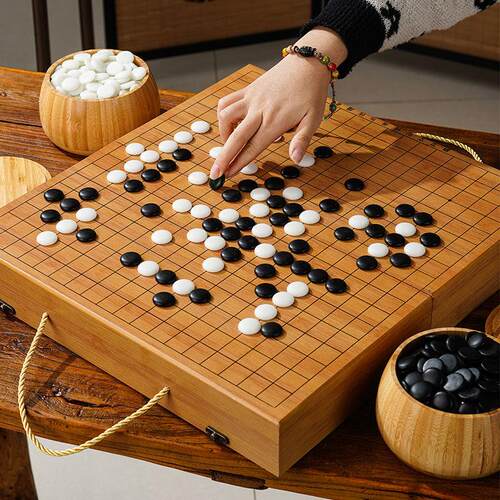 围棋儿童初学套装五子棋围棋标准棋盘19路小学生成人版高档新云子