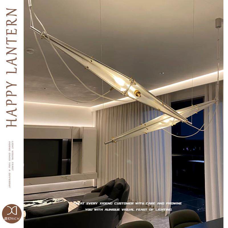 SINGCHAN陈星宇吊灯现代简约别墅客厅LOFT挑空楼梯间吧台