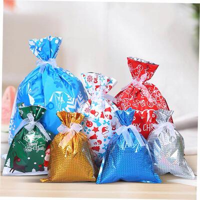 10pcs Santa Claus Christmas Gift Bags Snowman Candy