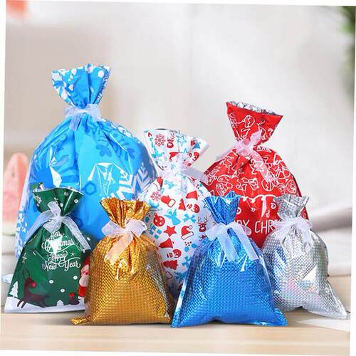 10pcs Santa Claus Christmas Gift Bags Snowman Candy