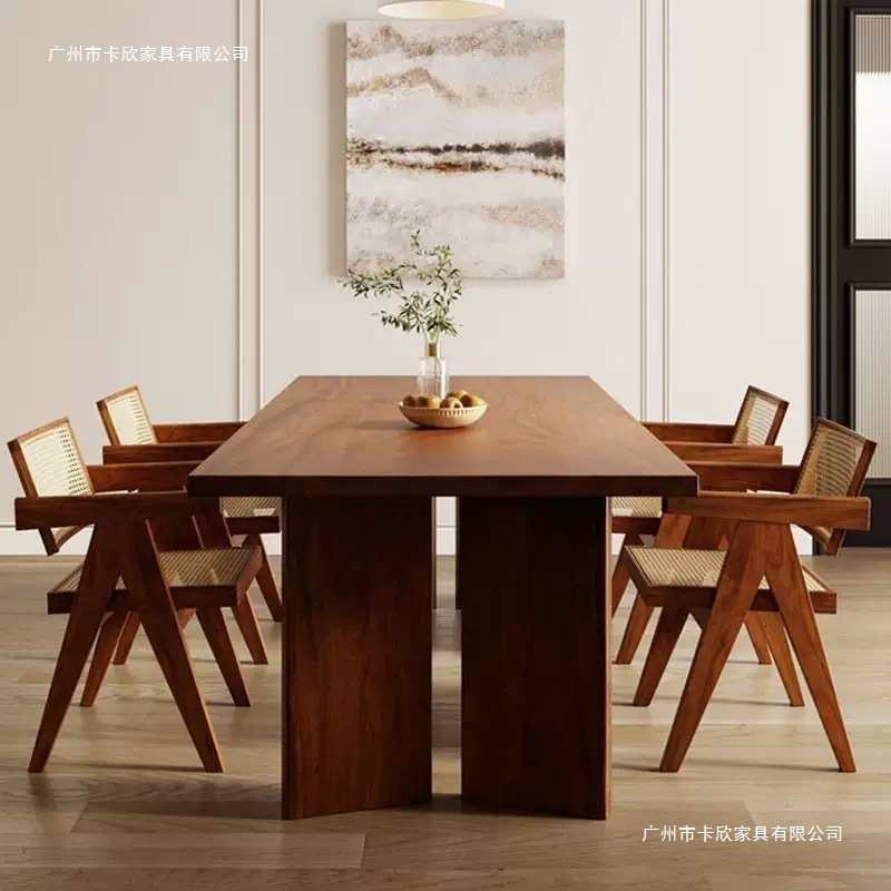 北欧实木餐桌复古茶桌会议桌椅原木设计工作台长桌洽谈长方形饭桌