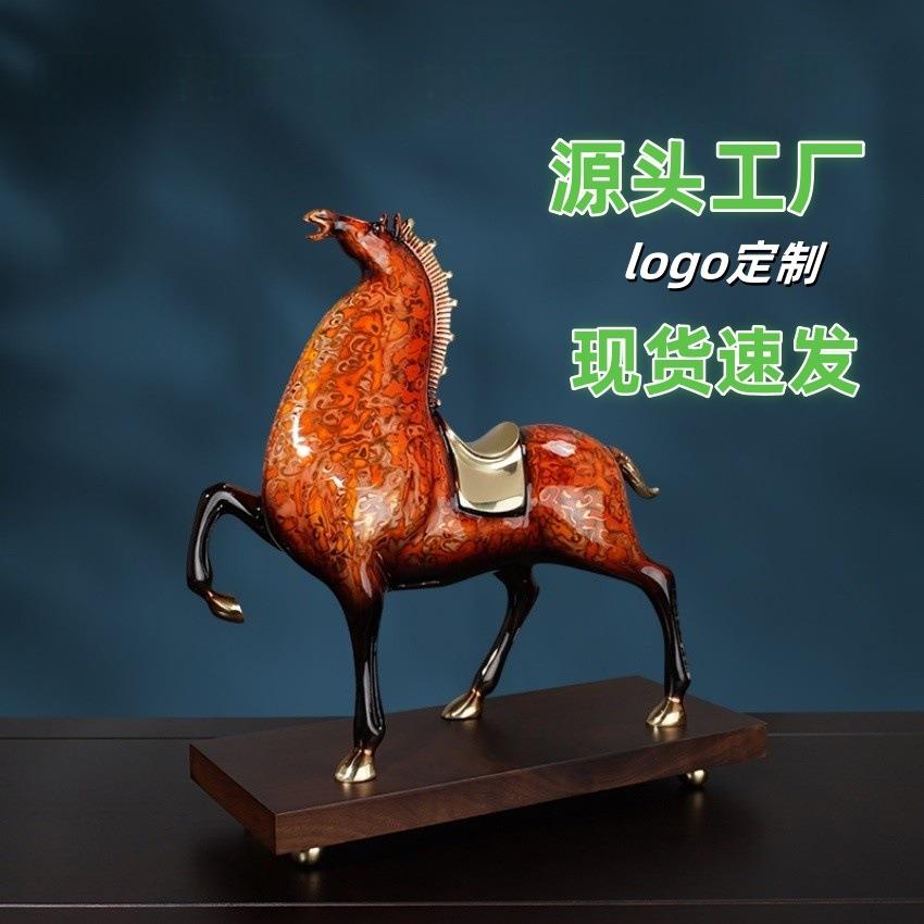 新中式铜马摆件铜工艺品玄关酒柜客厅装饰品开业乔迁办公室高级感