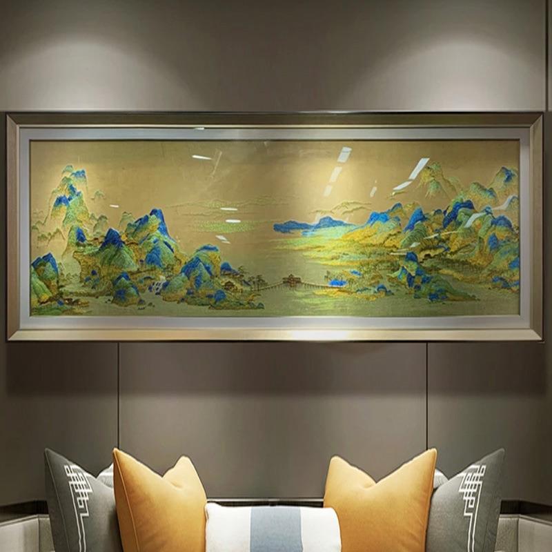 千里江山图立织锦绣客千里江山厅挂画州刺绣沙发装背景墙饰画山水