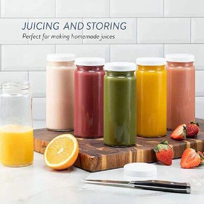 8PCS Reusable Bottles Beverage Bottle With Cap With Lids