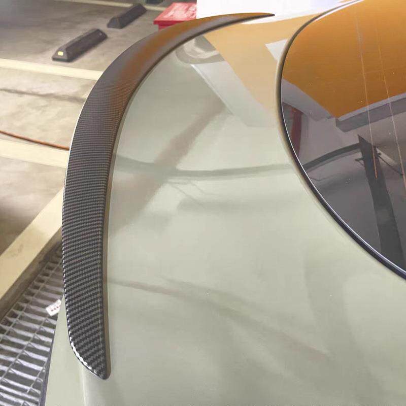 暗莹适用TeslaModelS赛车尾翼扰流板ABS材质免打孔哑光黑碳钎纹理