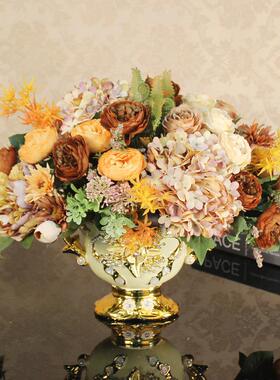 轻奢彷真花艺摆件套装复古假花装饰花绢花摆设客厅餐桌插花卉家饰