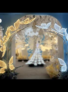 花发光蝴FOF件蝶拱形架婚礼背景装饰挂铁艺节日拱台门新款舞婚庆