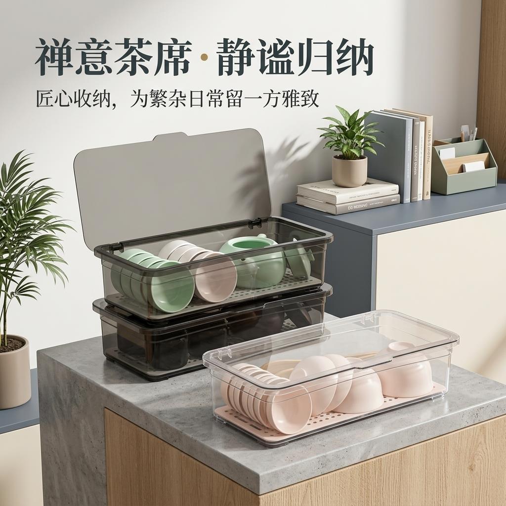 透明筷子盒茶具餐具带盖收纳盒防尘厨房碗筷架收纳盒筷子筒沥水盒