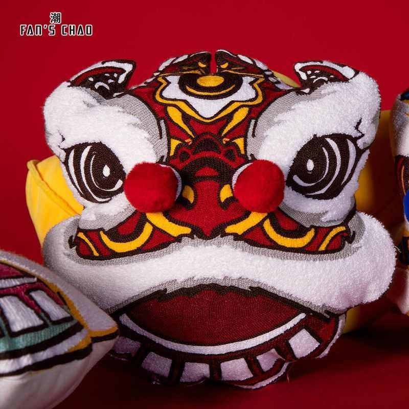 国潮狮子头抱枕3D醒狮新中式喜庆沙发靠垫结婚创意中国风刺绣靠枕,居家布艺,靠垫/抱枕,淘宝优惠券,粉丝福利购,淘宝优惠卷