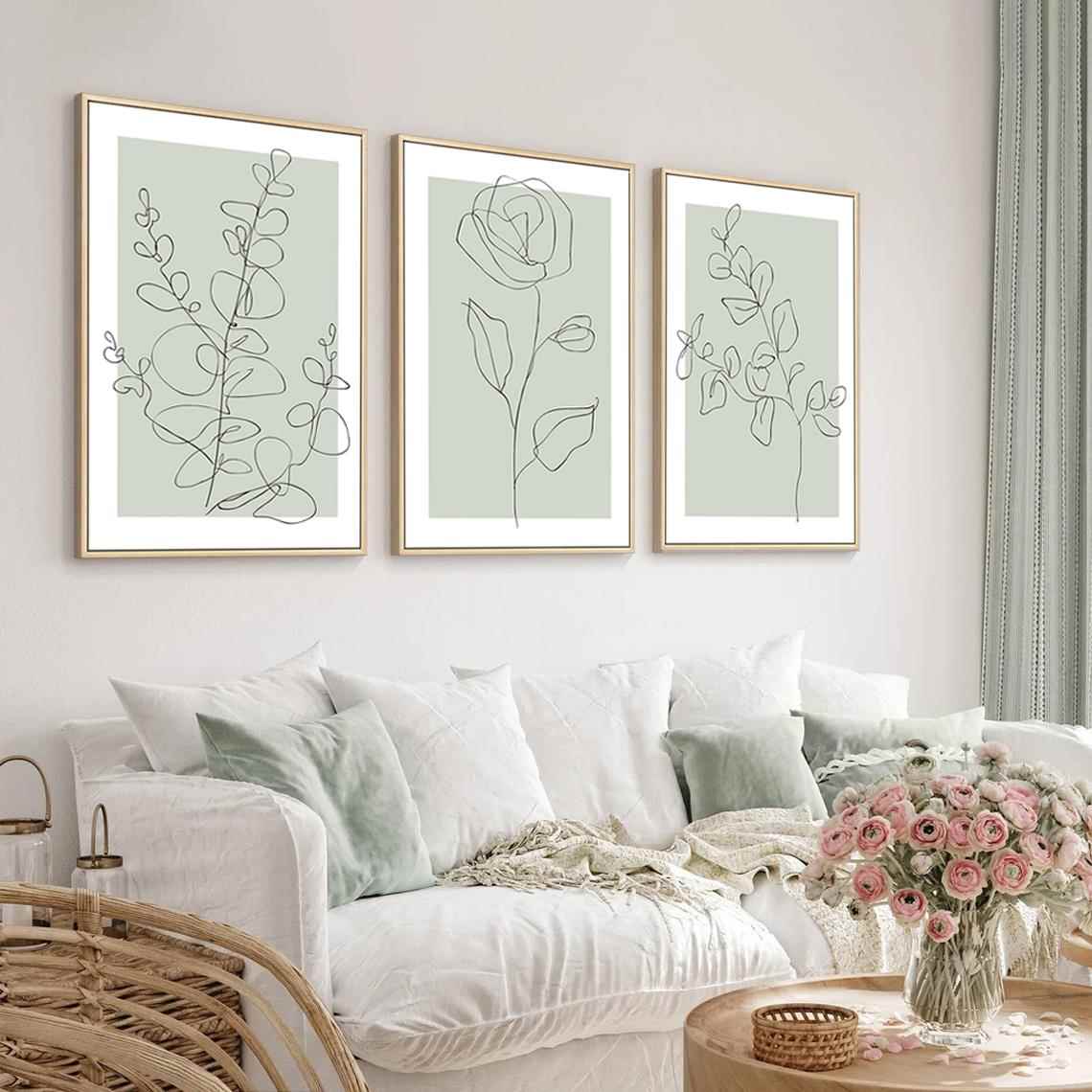 北欧ins风线 线条艺术装饰画 画客厅背景墙画 画卧室抽象花卉壁画