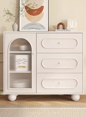 奶油风餐橱边柜现27899代一简约家客厅储物柜厨房置物柜用靠墙体茶水柜