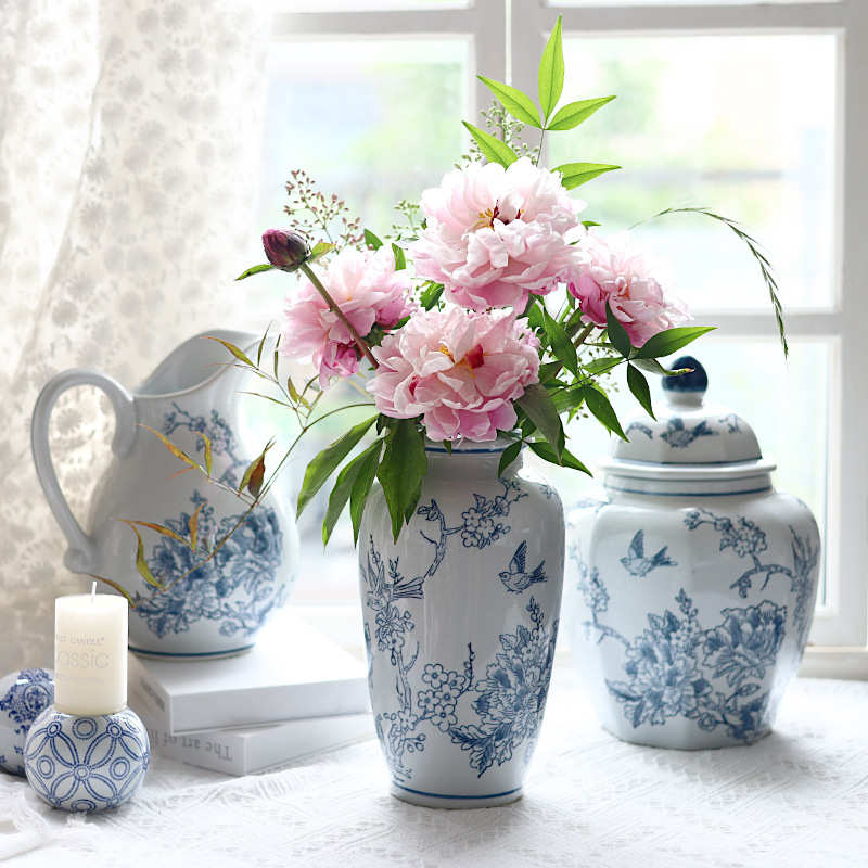 花瓶感花瓶花舍装饰景德镇摆件高级寻青花瓷客厅器陶瓷