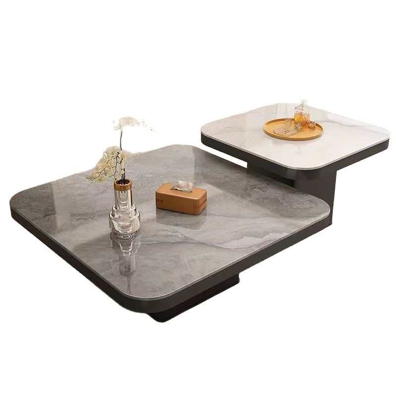 茶几茶几现代奢组合方形岩板简约黑色轻小户型