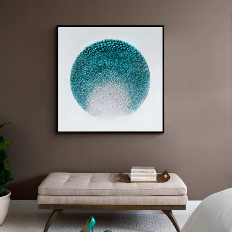 客厅沙发背景装饰画北欧风格轻奢石子上色手工立体画别墅样板壁画图片