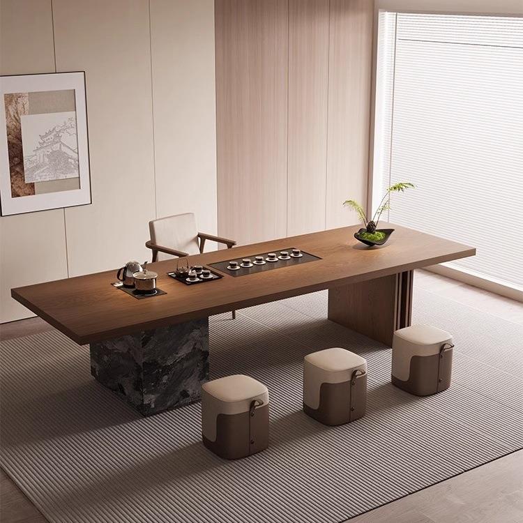 【折扣价】意式极简实木大板茶桌椅组合高端泡茶台一体客厅家用功