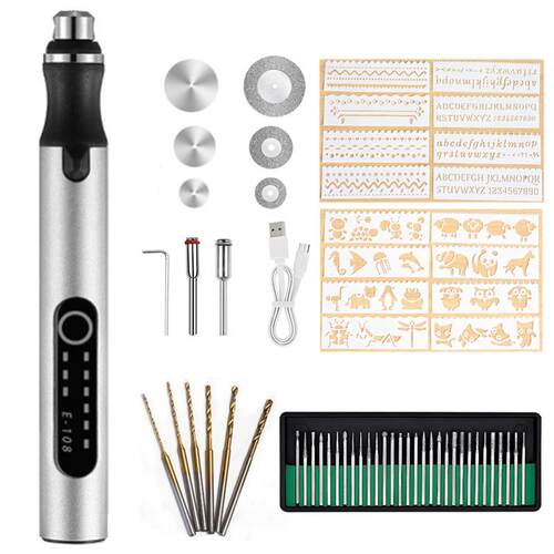 新品108调速迷你电磨笔 微型电钻笔式美甲珠宝雕刻锂电打磨机