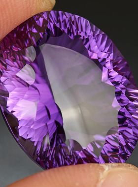 亏本捡漏价 25.4克拉大颗粒椭圆紫晶裸石戒面火彩好 支持私人定制